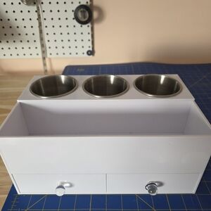 White Organizer with Metal Cups